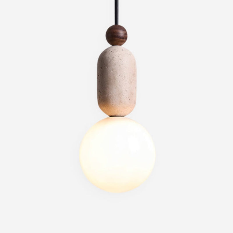 Minimalist Travertine Sphere Pendant Light