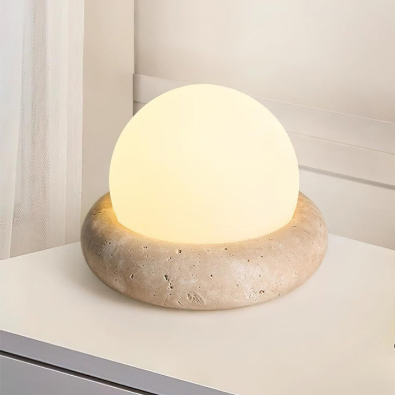 Creative Orb Travertine Cream Table Lamp
