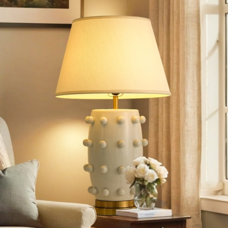 Linden Tischlampe - Keramik & Leinen Moderne Lampe für Schlafzimmer