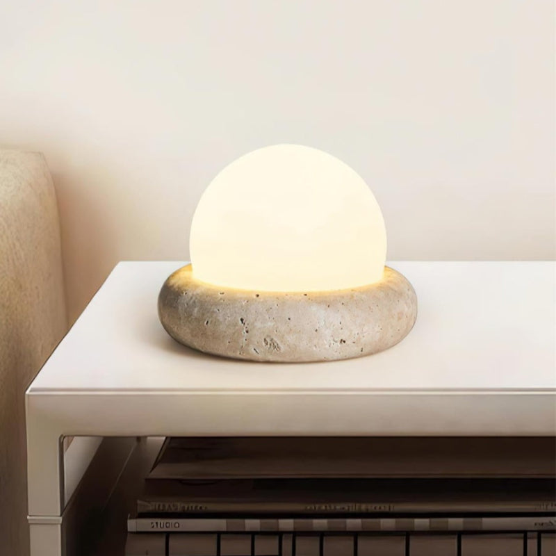 Creative Orb Travertine Cream Table Lamp