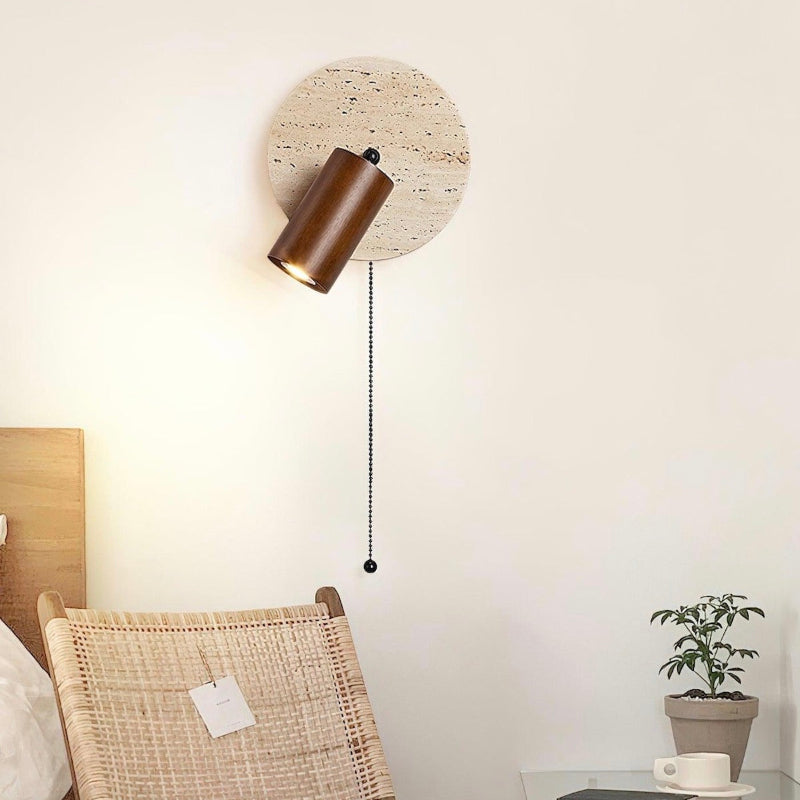 Wandlampe aus Travertin im Wabi-Sabi-Stil