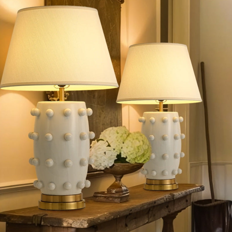 Linden Tischlampe - Keramik & Leinen Moderne Lampe für Schlafzimmer