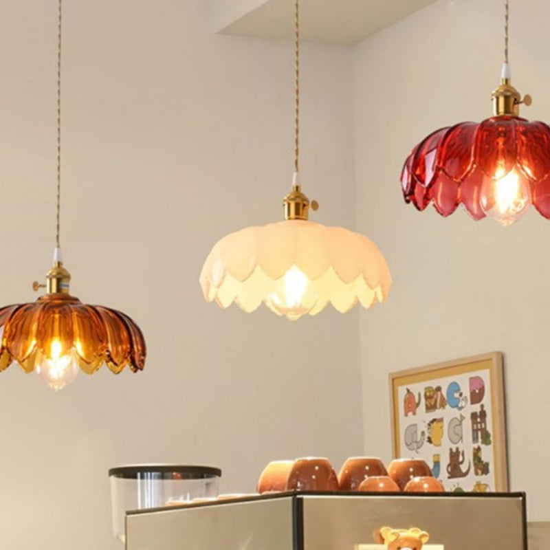 Vintage Petal Glass Pendant Light