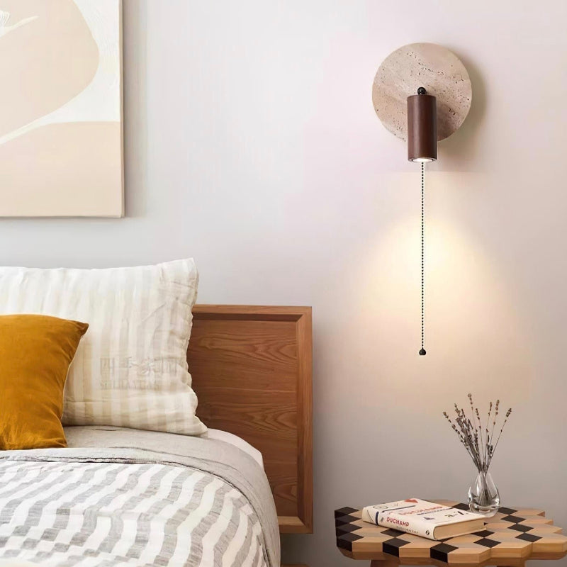 Wandlampe aus Travertin im Wabi-Sabi-Stil