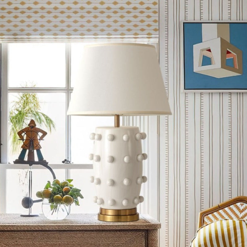 Linden Tischlampe - Keramik & Leinen Moderne Lampe für Schlafzimmer