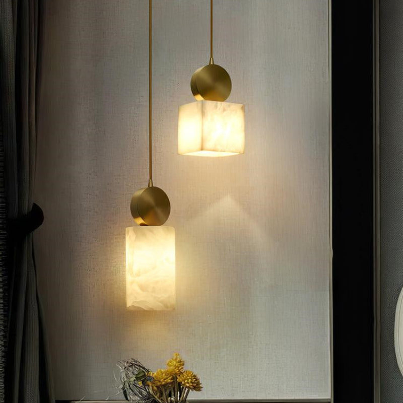 Scandinavian Geometric Alabaster Texture Pendant Light