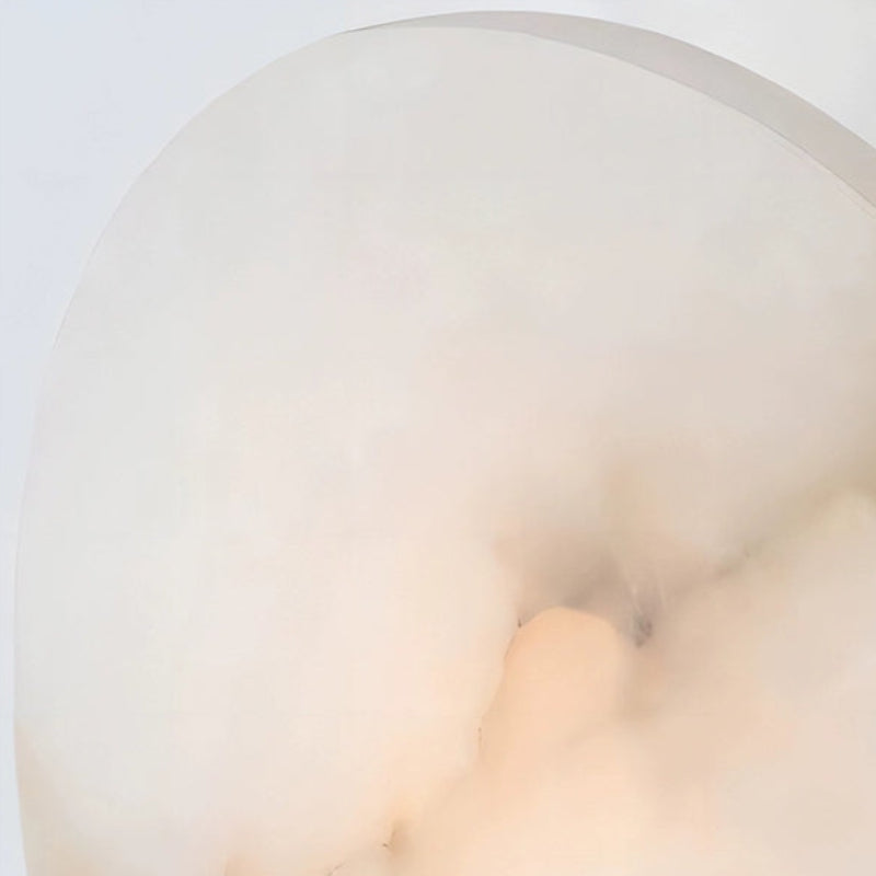 Contemporary Alabaster Brass Circular Wall Lamp