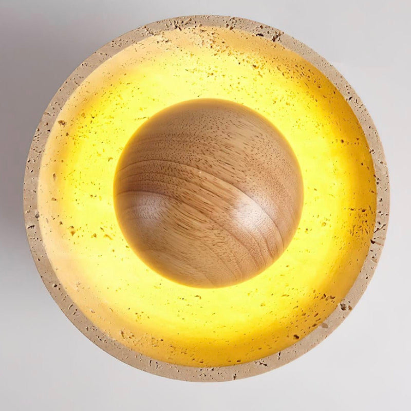 LED-Deckenleuchte aus Naturstein-Travertinholz