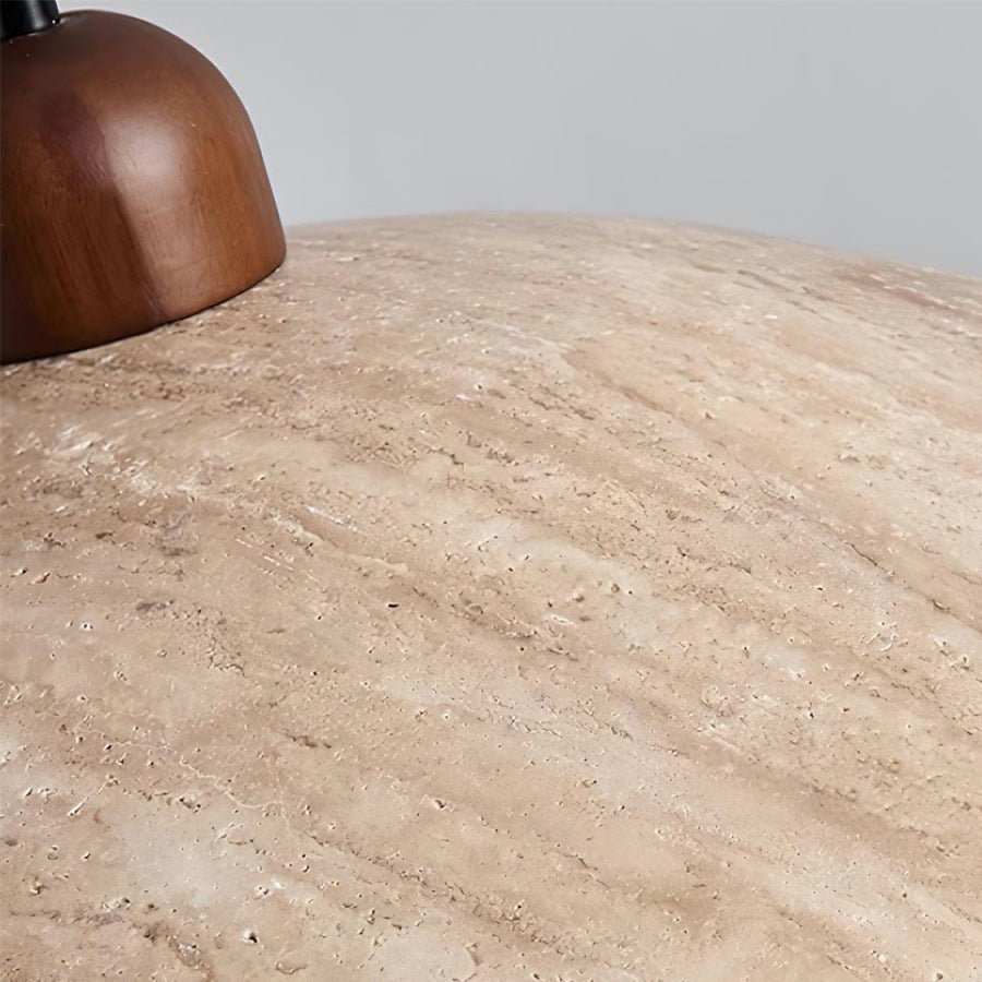 Natural Travertine Wooden Plate Pendant Light
