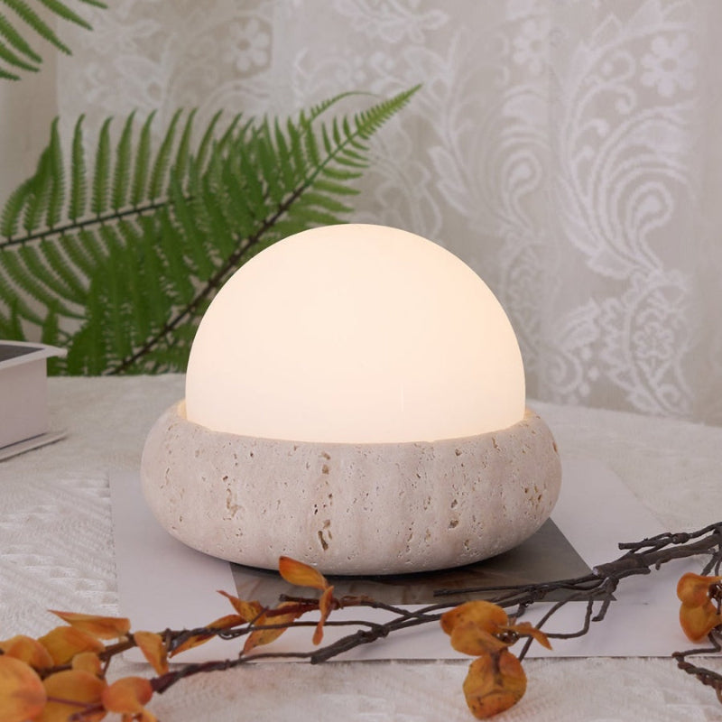 Creative Orb Travertine Cream Table Lamp
