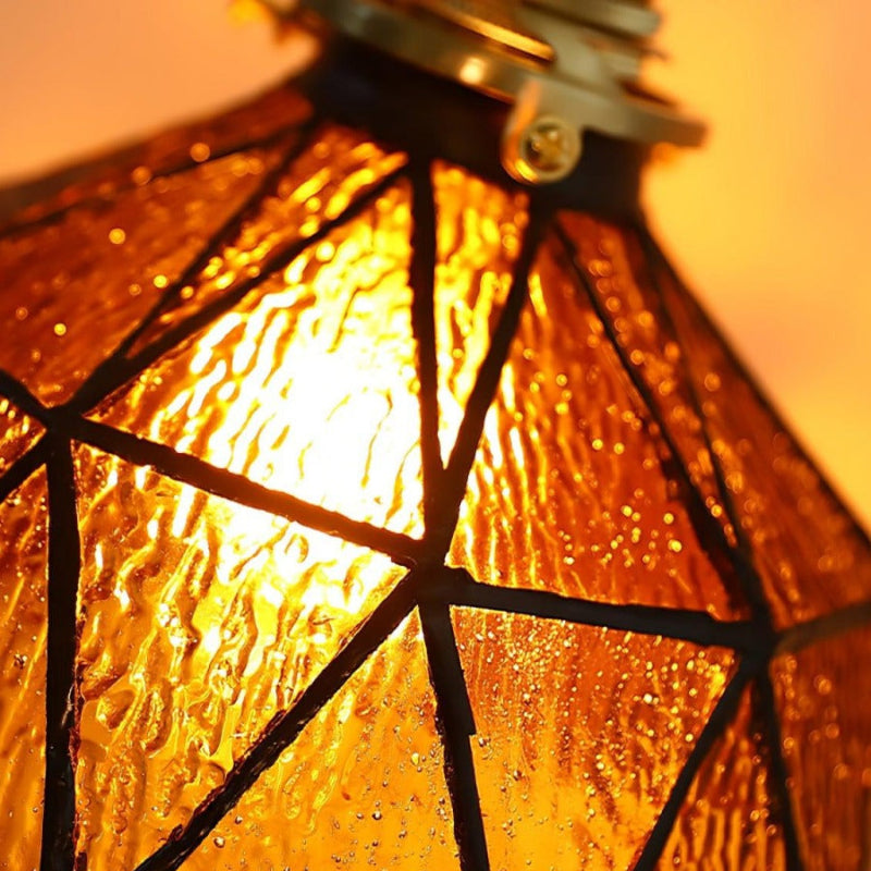Wandleuchte aus Messing und Glas mit Geometrischem Muster