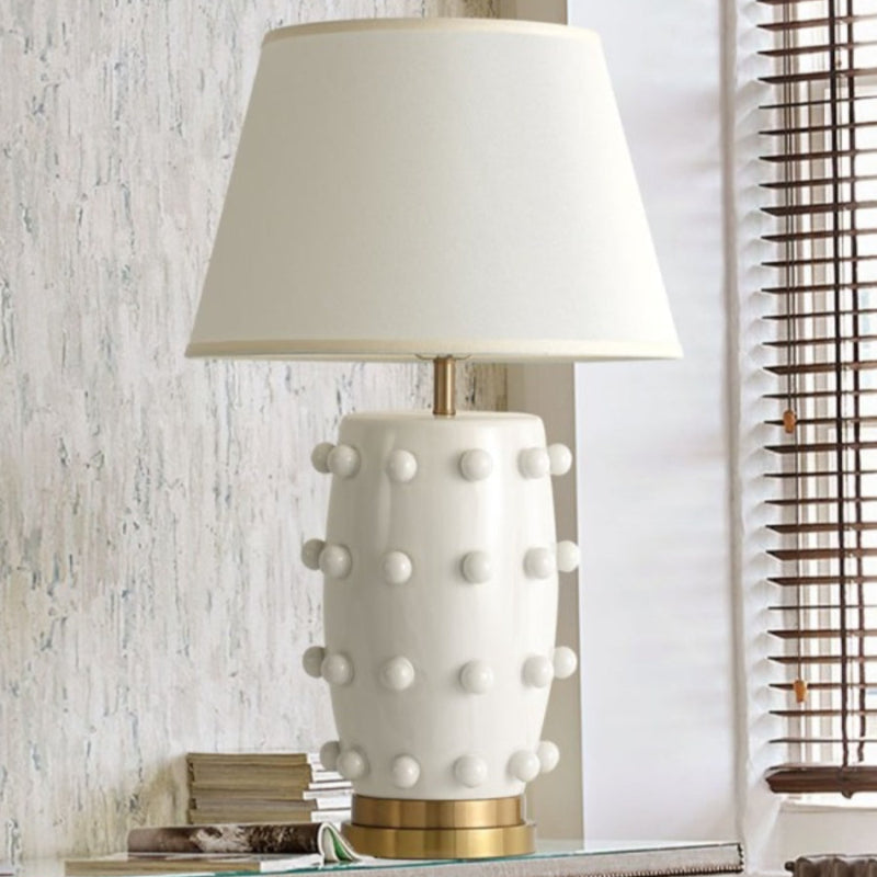 Linden Tischlampe - Keramik & Leinen Moderne Lampe für Schlafzimmer