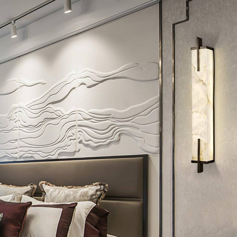 Luxury Rectangle Alabaster Long Wall Lamp