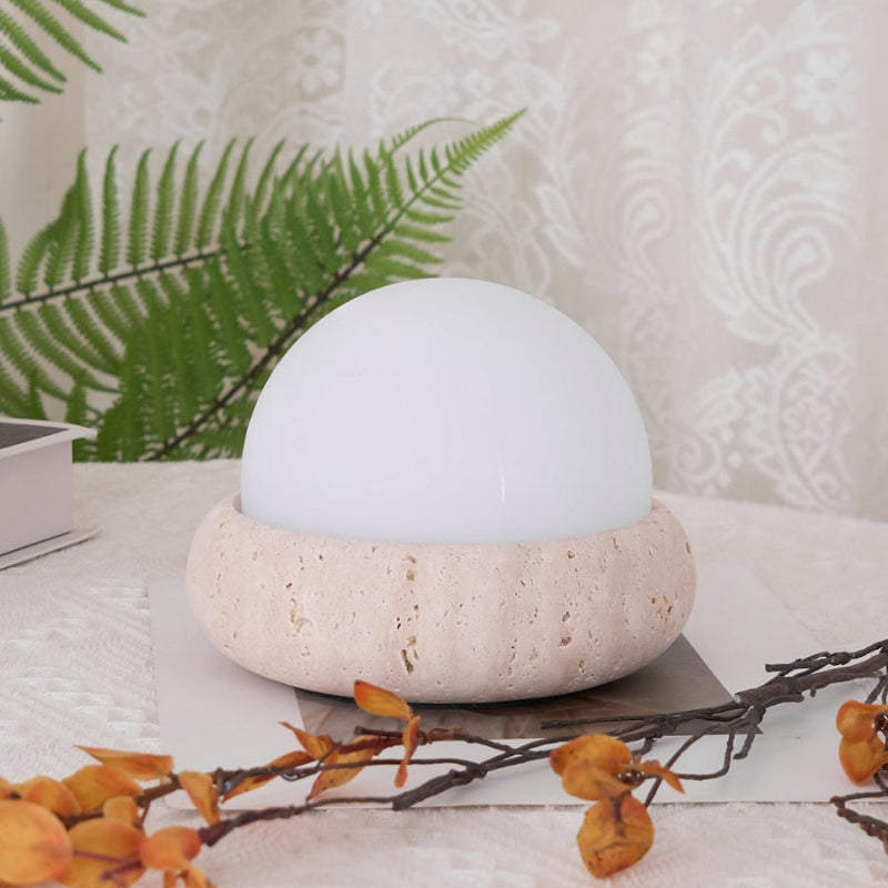 Creative Orb Travertine Cream Table Lamp