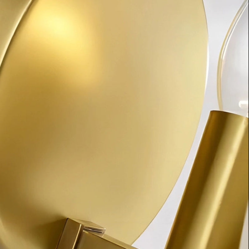 Contemporary Alabaster Brass Circular Wall Lamp