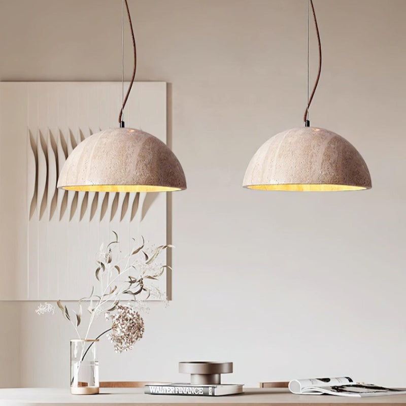 Kreative minimalistische schalenförmige Pendelleuchte aus Travertin