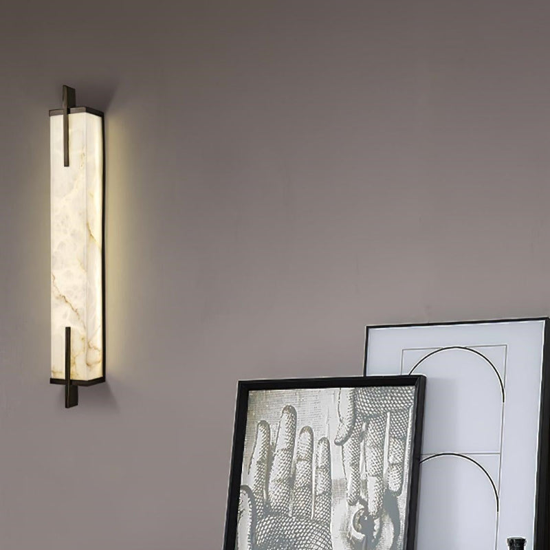 Luxury Rectangle Alabaster Long Wall Lamp
