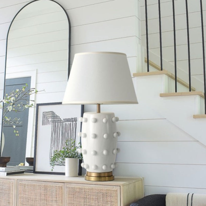 Linden Tischlampe - Keramik & Leinen Moderne Lampe für Schlafzimmer