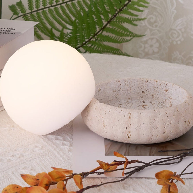 Creative Orb Travertine Cream Table Lamp
