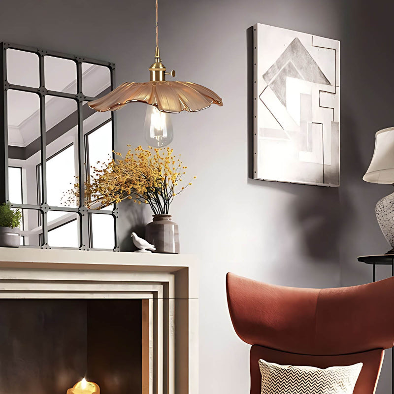 Nordische Lotus-Pendelleuchte aus klarem Glas