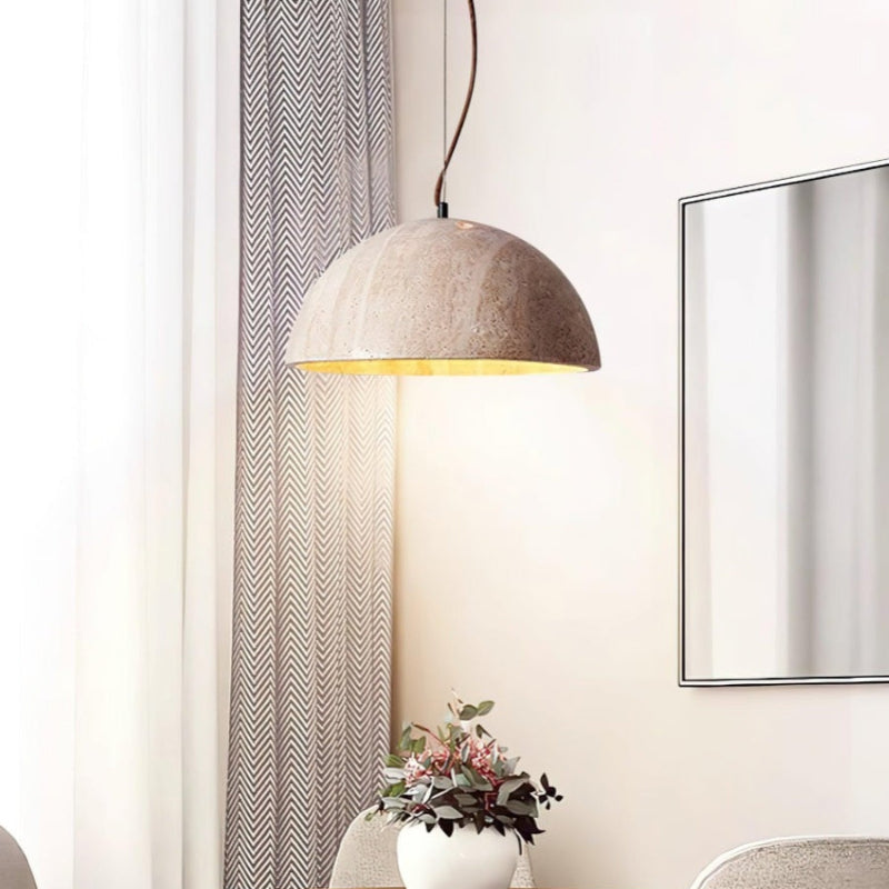 Kreative minimalistische schalenförmige Pendelleuchte aus Travertin