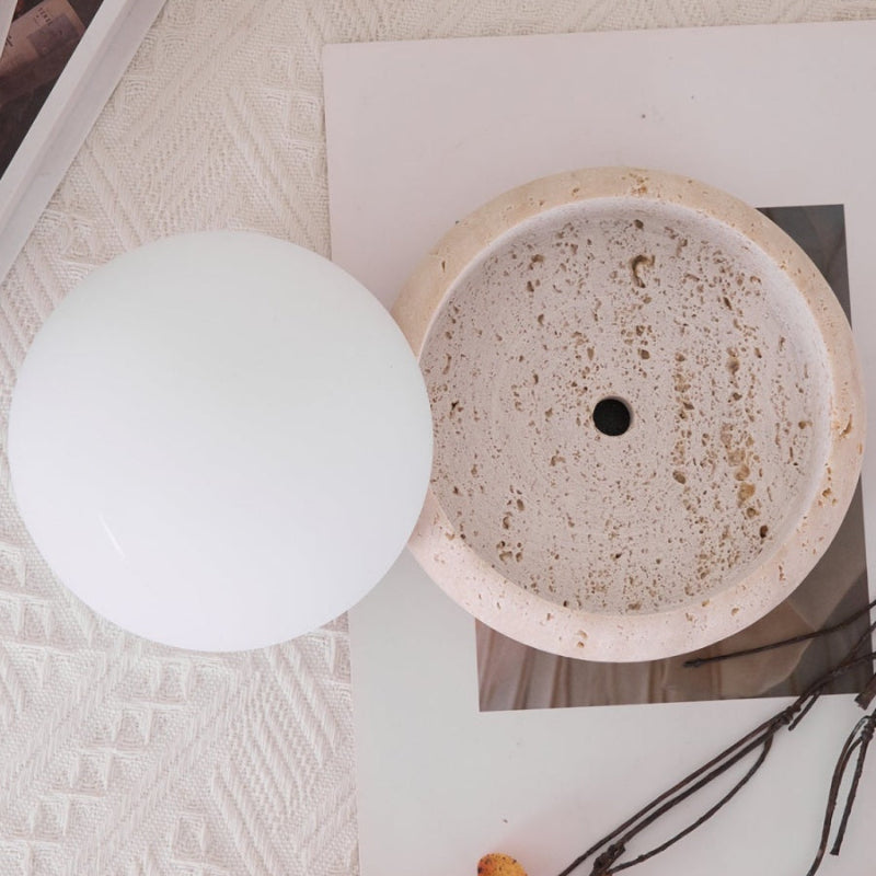 Creative Orb Travertine Cream Table Lamp