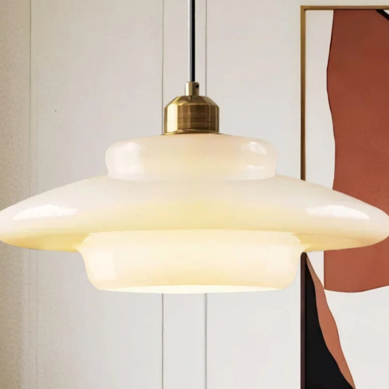 Elegant White Milk Glass Pendant Light