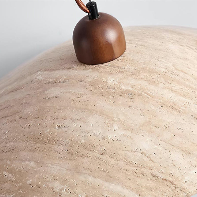 Natural Travertine Wooden Plate Pendant Light