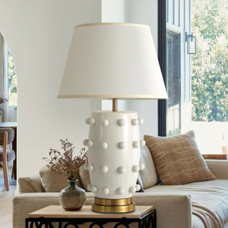 Linden Tischlampe - Keramik & Leinen Moderne Lampe für Schlafzimmer