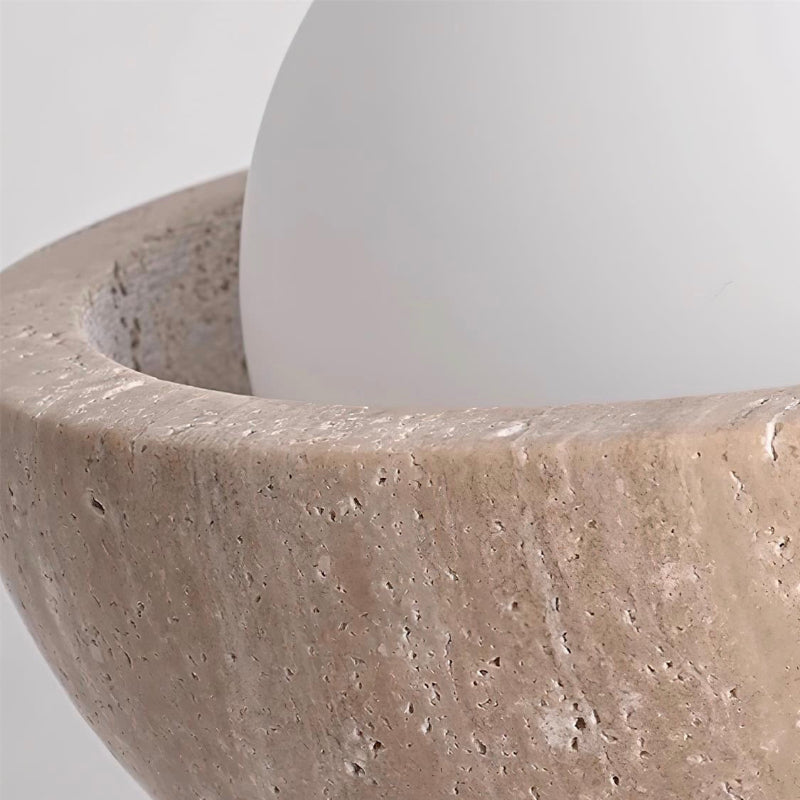 Minimalistische Wabi-Sabi-Deckenleuchte aus Travertinstein