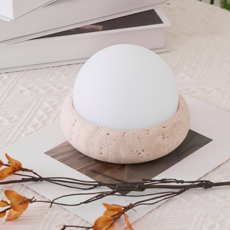 Creative Orb Travertine Cream Table Lamp