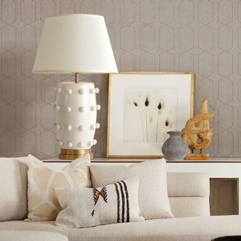 Linden Tischlampe - Keramik & Leinen Moderne Lampe für Schlafzimmer