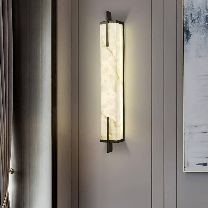 Luxury Rectangle Alabaster Long Wall Lamp