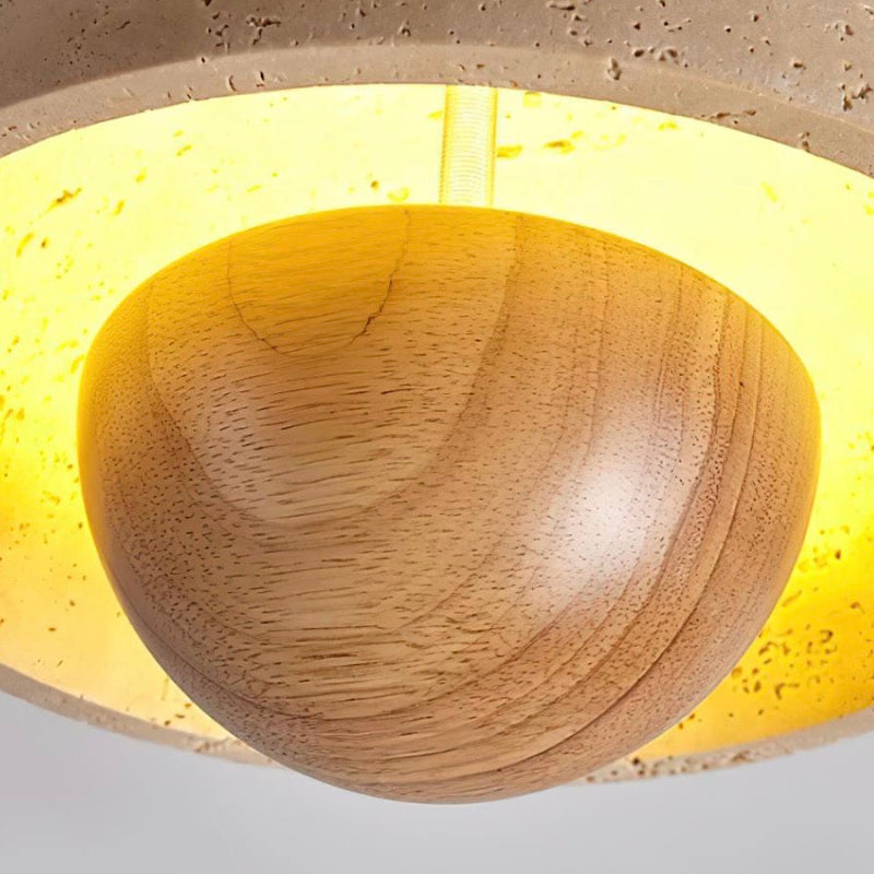 LED-Deckenleuchte aus Naturstein-Travertinholz