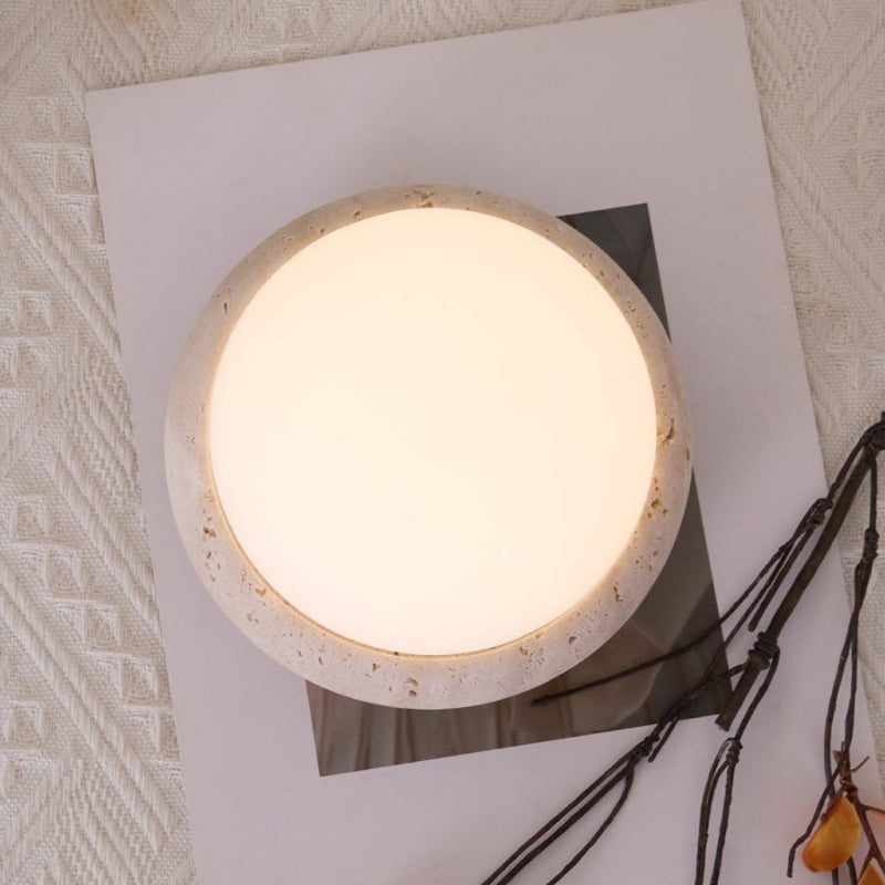 Creative Orb Travertine Cream Table Lamp