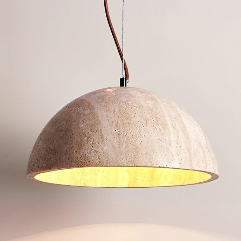 Kreative minimalistische schalenförmige Pendelleuchte aus Travertin