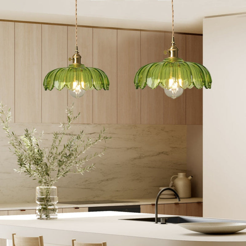 Vintage Petal Glass Pendant Light