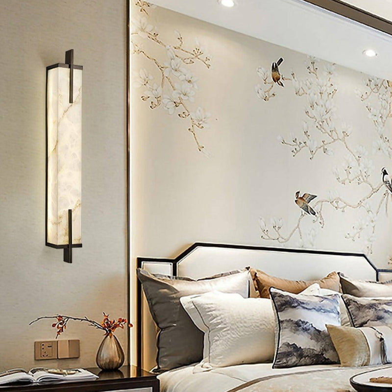 Luxury Rectangle Alabaster Long Wall Lamp