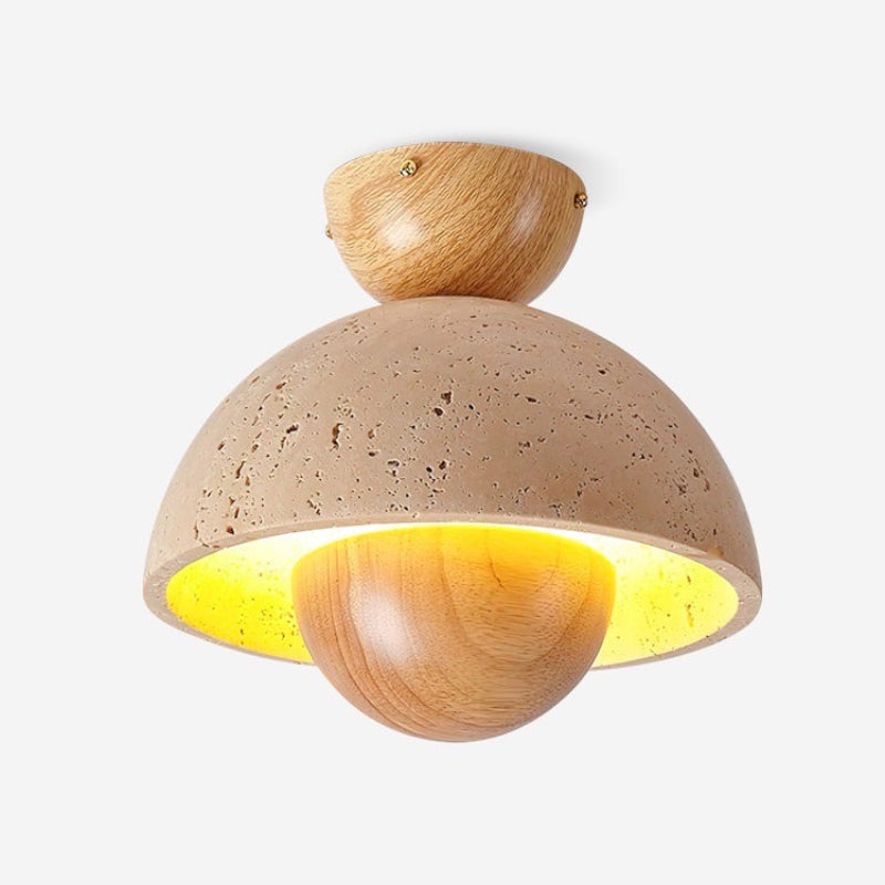 LED-Deckenleuchte aus Naturstein-Travertinholz