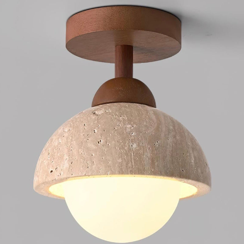 Minimalistische Wabi-Sabi-Deckenleuchte aus Travertinstein
