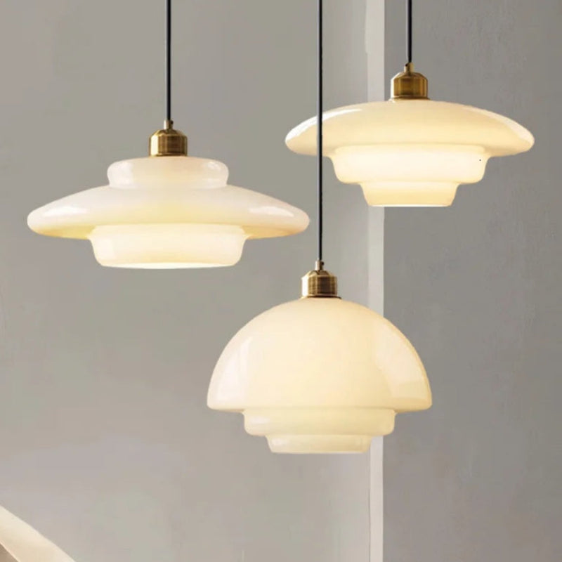 Elegant White Milk Glass Pendant Light