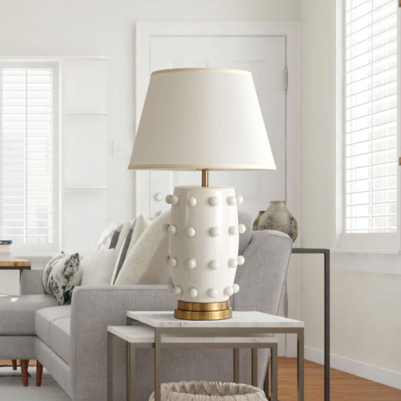 Linden Tischlampe - Keramik & Leinen Moderne Lampe für Schlafzimmer