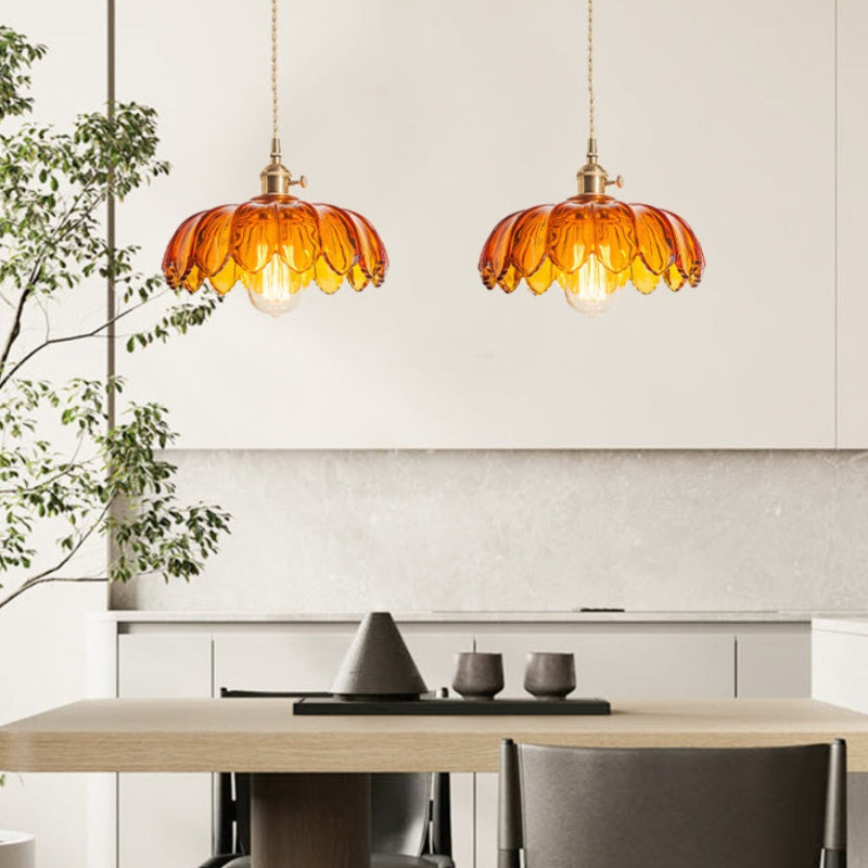 Vintage Petal Glass Pendant Light