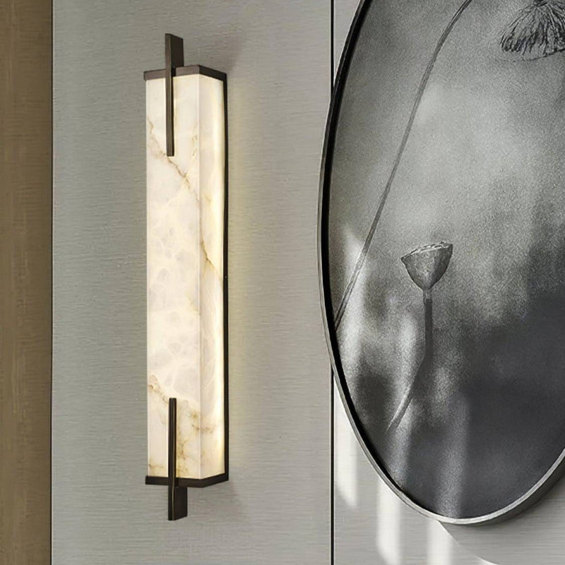 Luxury Rectangle Alabaster Long Wall Lamp