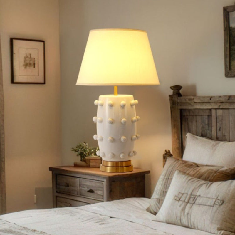 Linden Tischlampe - Keramik & Leinen Moderne Lampe für Schlafzimmer