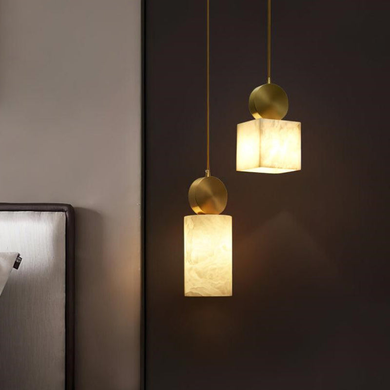 Scandinavian Geometric Alabaster Texture Pendant Light