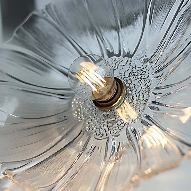 Nordische Lotus-Pendelleuchte aus klarem Glas