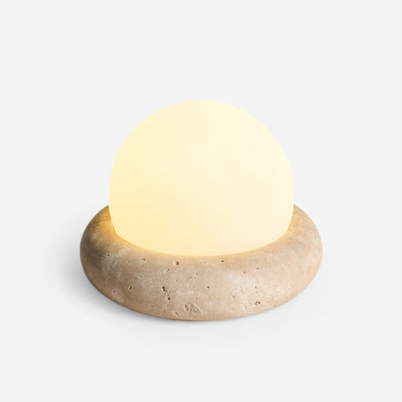 Creative Orb Travertine Cream Table Lamp