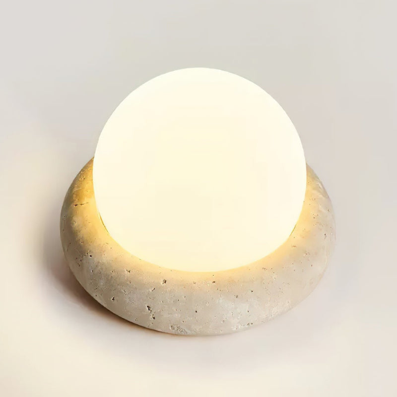 Creative Orb Travertine Cream Table Lamp