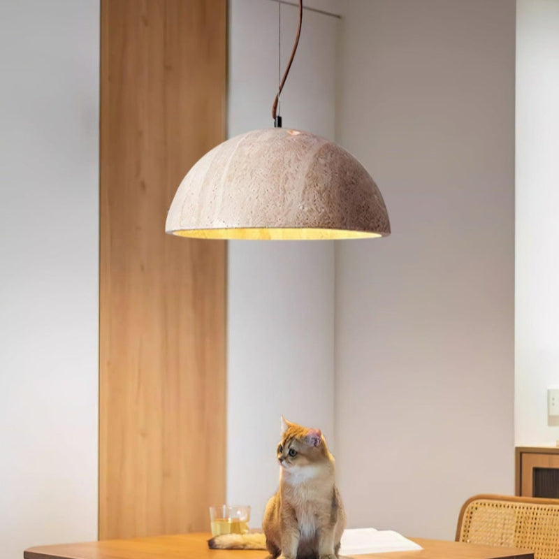 Kreative minimalistische schalenförmige Pendelleuchte aus Travertin